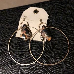 Anthropologie large stone hoop earrings